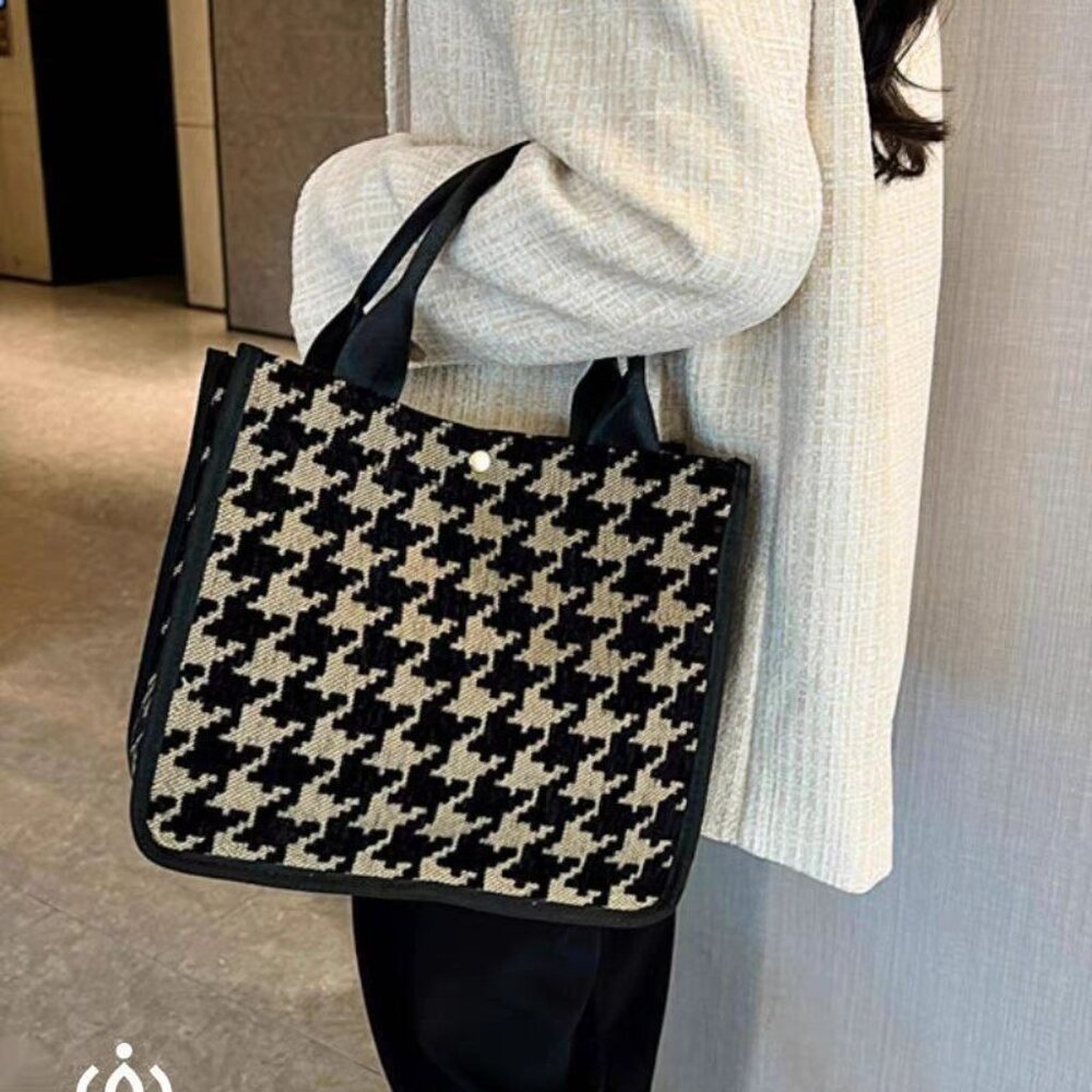 1 Houndstooth handbag, portable storage handbag, mommy bag, underarm bag #207